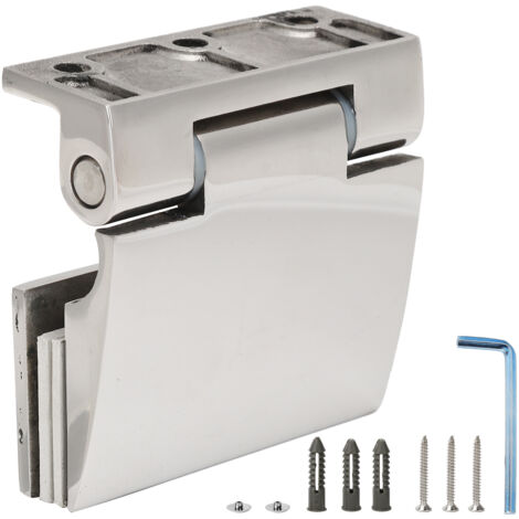 Curved Single‑Sided Hinge Stainless Steel Bathroom Hinge for Tempered 8‑12mm Glass Door (1/5)