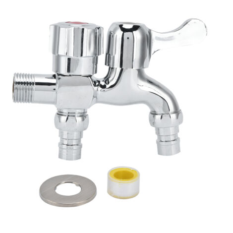 G1/2 Male Thread Double Faucet Washing Machine Faucet Water Tap for Garden Irrigation Supplies (1/5)
