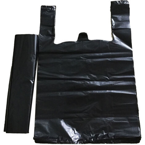 50PCS Trash Bag Black Garbage Bag Thickened PE Large Capacity Vest Type Trash Can Liner for Home Kitchen Office (1/5)