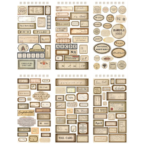 12Pcs Planner Stickers Sheet Retro Style Decorative Planner Stickers for Journal Calendar Scrapbook Style 2 (1/5)