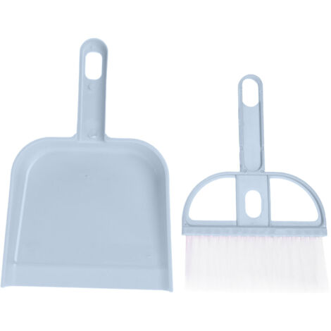 2PCS Set Small Broom and Dustpan Set Multifunctional Plastic Mini Hand Broom Dustpan for Desktop Blue (1/5)