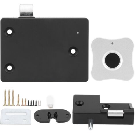 Home Smart Fingerprint Lock Aluminum Alloy Cabinet Electric Small Lock for Cabinet DrawerFlower Shape Silver (1/5)