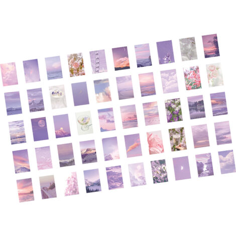 50 Sheet Scrapbooks Stickers Aesthetic Stickers Natural Scenery Stickers for Planner Journal Scrapbook Decoration Purple (1/5)