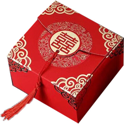 Chinese Style Candy Box Spacious Space Handheld Design Rugged Versatile Chinese Xi Candy Box for Wedding Celebration Party Type 3 Small [6.5x6.5x4.5 Cm/2.6x2.6x1.8in] (1/5)