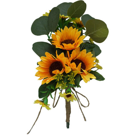 Wedding Chair Back Flower Lifelike Sunflower Artificial Wedding Chair Bouquet Decoration for Wedding Aisle