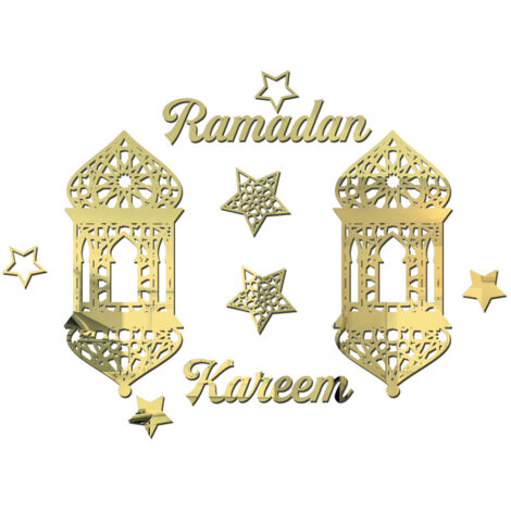 Eid Mubarak Acrylic Mirror Wall Stickers Self Adhesive Wall Decals Ramadan Festival Decoration (1/5)