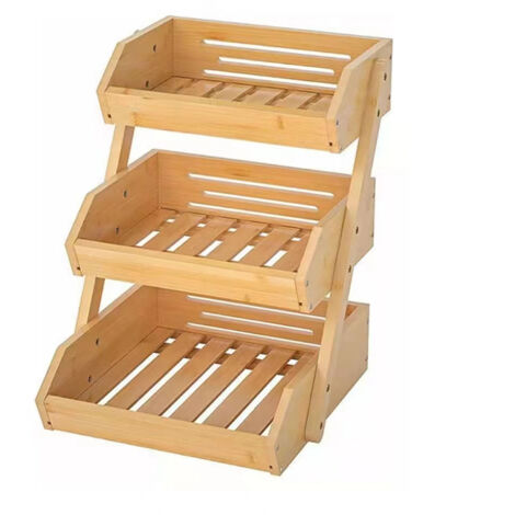 3 Tier Bamboo Fruit Basket Large Capacity Vegetable Fruit Bowl Holder for Kitchen Pantry Three Layer Fruit Basket 30 X 33 X 41cm (1/5)