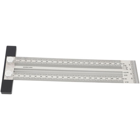 Ultra Accurate Marking T Ruler Stainless Steel Woodworking Scribing T Ruler High Accuracy Carpenter Mark T Ruler Measuring Tool 200mm (1/5)