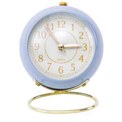 Small Round Clock Circular Base Mute Corrosion Resistance Quartz Bedside Alarm Clock with Night Light for Bedroom School Orchid Color (1/5)