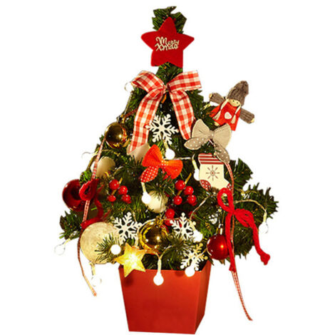 Mini Christmas Tree Decoration with Light Artificial Christmas Trees Decorated Xmas Tree Desk Ornaments Desktop Decorations Gifts (1/5)