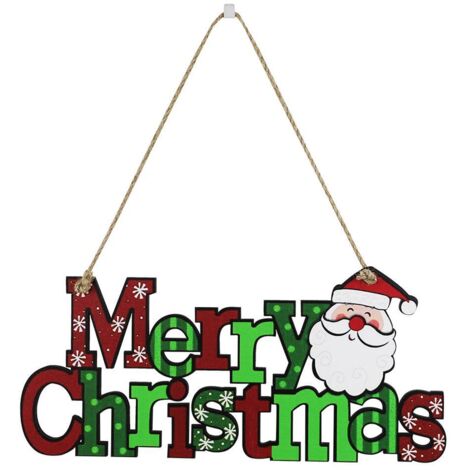 Christmas Family Wooden Sign Cartoon Santa Snowman Home Door Wall Hanging Decor Merry Christmas Sign Home Decoration Pendant (1/5)