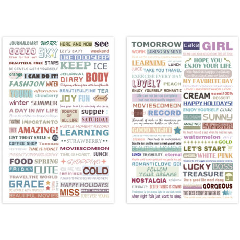 4PCS Preppy Sticker Cute Aesthetic Sticker English Words Pattern Easy Apply Decorative Sticker for Scrapbook Notebook Skin Fridge Daily Record (1/5)