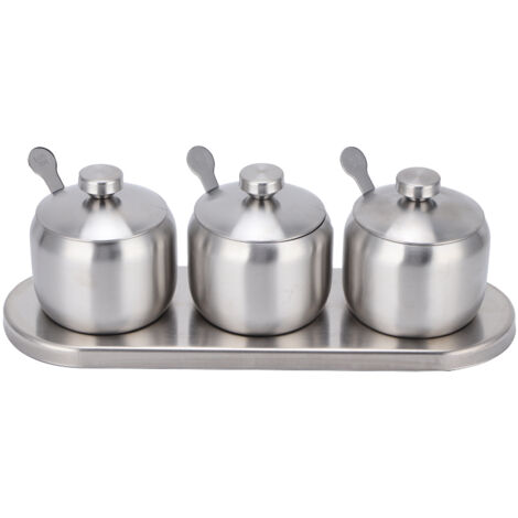 Seasoning Pot Set 304 Stainless Steel Condiment Spice Salt Sugar Pepper Bottle Container (1/5)