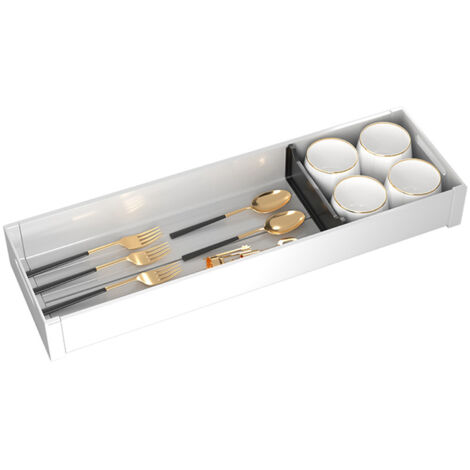 Long Drawer Divider Organizer Aluminum Drawer Cutlery Storage Partition Tray for Kitchen (1/5)