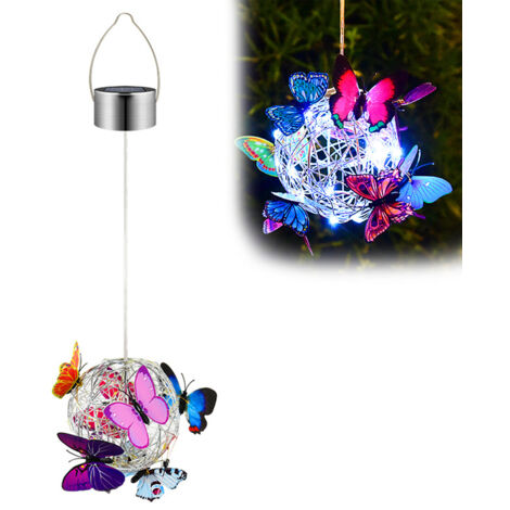 Hanging Solar Light Butterfly Solar Garden Lights with Colourful Butterflies LED Metal Solar Lantern IP65 Waterproof Outdoor Garden Lights (1/5)
