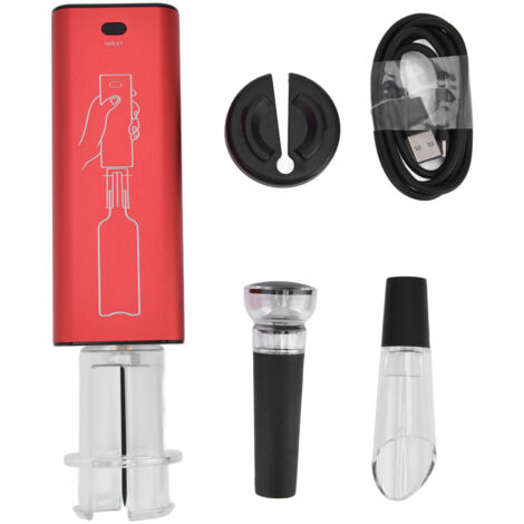 Electric Wine Opener Aluminum Alloy USB Charging Automatic Corkscrew Set with Foil Cutter for Party RestaurantRed (1/5)