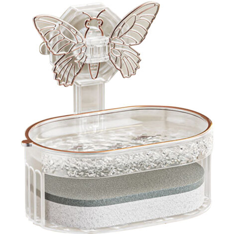 Double Layer Soap Holder Elegant Stylish Vacuum Suction Soap Dish Water Drainage Soap Tray with Sponge for Bathroom Kitchen White (1/5)