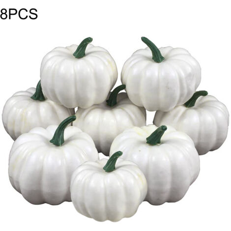8pcs Rustic Harvest White Artificial Pumpkins for Halloween Fall Thanksgiving Decorating Harvest Embellishing Displaying (1/5)