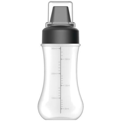 Squeeze Bottle Graduated Thicken Bottle Clear Identifying Labels Convenient Sauce Bottle for Kitchen Black (1/5)