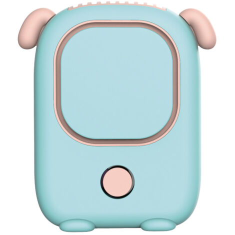 Portable Hanging Neck Fan Bladeless USB Charging Mini Portable Handheld Desktop Necklace Fan Dog Type Blue (1/5)