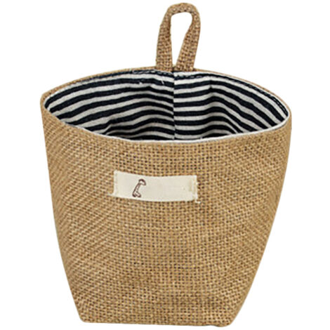 Cotton and Linen Moisture Proof Storage Basket with Hook for Office Kids Room and Living Room (1/5)