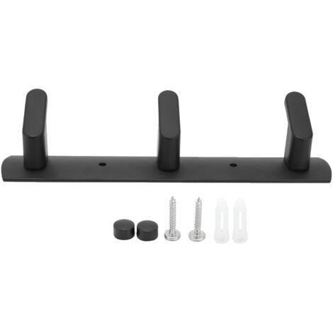 Simple Space Aluminum Row Hooks Wall Mounted Hook for Kitchen Bathroom Wardrobe Black3 Hooks (1/5)