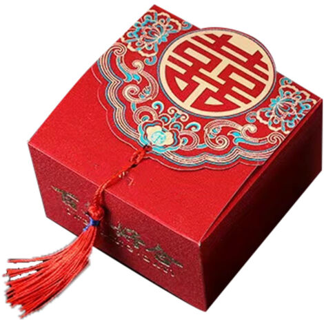 Chinese Style Candy Box Spacious Space Handheld Design Rugged Versatile Chinese Xi Candy Box for Wedding Celebration Party Type 2 Small [6.5x6.5x4.5 Cm/2.6x2.6x1.8in] (1/5)