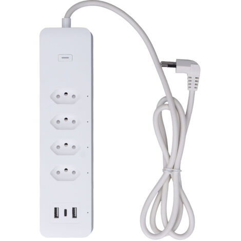 Smart Power Strip for Tuya WiFi Surge Protector with 4 Individually Controlled Outlets 2 USB and 1 Type C Port 10A 250V Brazil Plug (1/5)