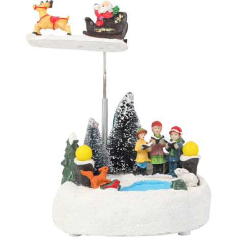 Christmas Ornament LED Luminous Rotating Music Box Christmas Resin Craft Christmas Light Music Box (1/5)