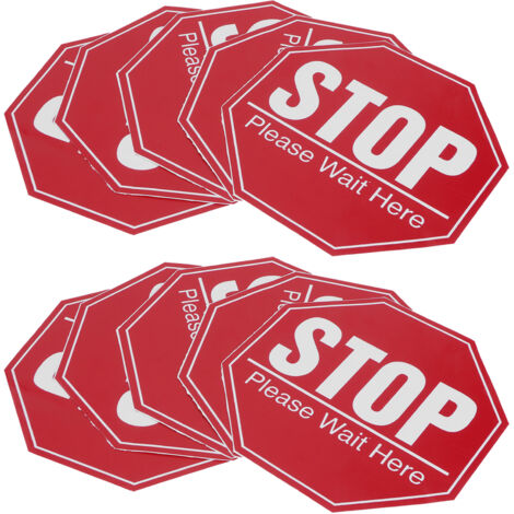 2 Set Floor Stop Sign Sticker Safety Distancing Floor Marker Warning Decal for Public Area Use (1/5)