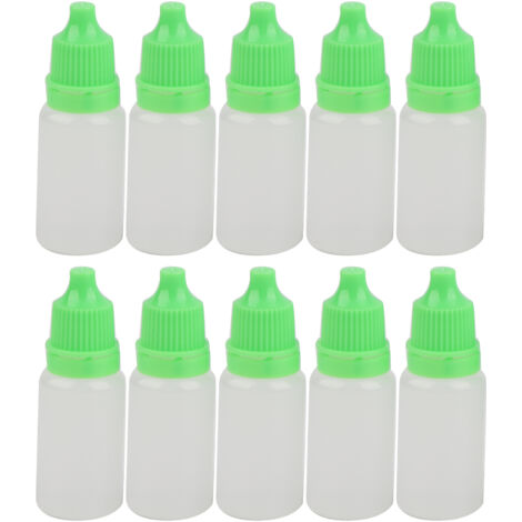 50Pcs 10ml Eye Liquid Bottle Portable Squeezable Empty Eye Drops Container with Plugs LidGreen (1/5)