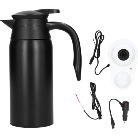 800ml Electric Teapot with Base Large Capacity Portable Insulation Water Heater Pot Kettle for CarMatte Black (1/5)