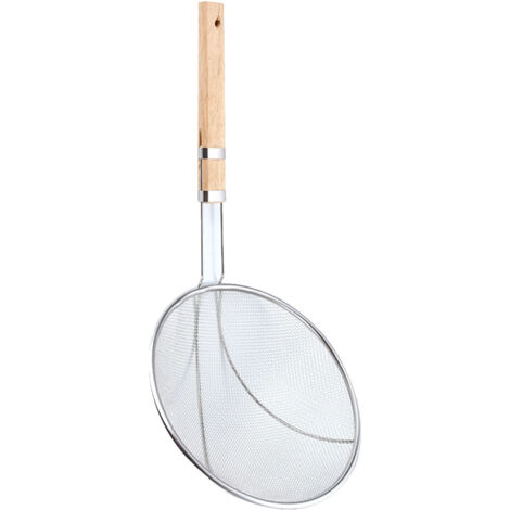 Fine Mesh Strainer Versatile Stainless Steel Wooden Handle Sturdy Oil Skimmer Spoon for Home Kitchen (1/5)