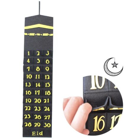 Eid Mubarak Felt Advent Calendar Wall Hanging Numbered Countdown Calendar Durable Home Decor (1/5)