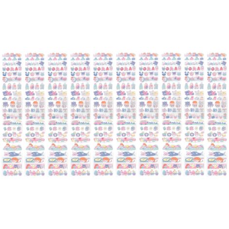 10Sheet Long Strip PET Tape Sharing Sticker Cute Cartoon Small Decoration Stickers for CalendarType 2 (1/5)