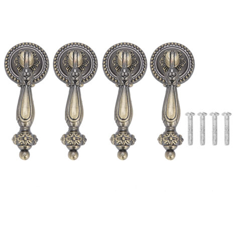 4 Sets Bronze Handles Single Hole Decorative Pull with Mounting Screws Furniture Accessories (1/5)