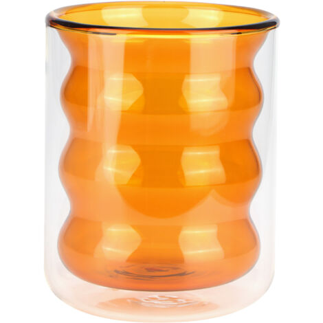 200ml DoubleLayer Glass Mug HeatResistant 3 Dimensional Spiral Cup for Office Home School(Yellow ) (1/5)