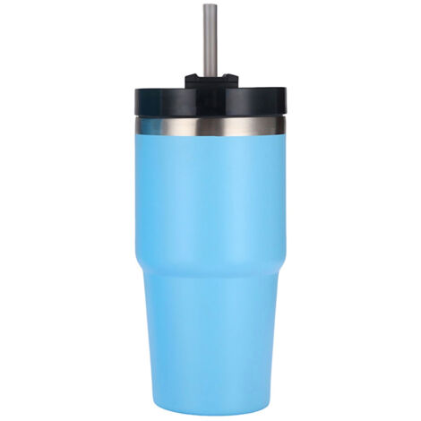 Stainless Steel Vacuum Insulated Tumbler with Straw Polished Glossy Keeps Hot Cold Car Vacuum Insulated Cup Blue 20oz (1/5)