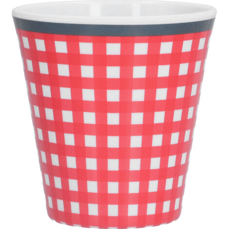260ml Imitation Porcelain Water Cup Coffee Milk Cup Drinking Mug for Restaurant School UseRed Grid (1/5)