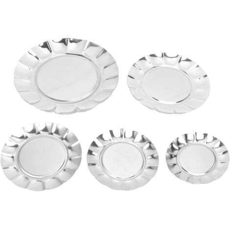 5pcs Food Plate Set Stainless Steel Plate 13cm 15cm 16.5cm 20cm 25cm Spit Bone Dish (1/5)