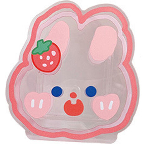 Transparent Pen Container Multifunctional Cute Cartoon Acrylic Makeup Brush Storage Case for Office Desk Makeup Table Strawberry Rabbit (1/5)