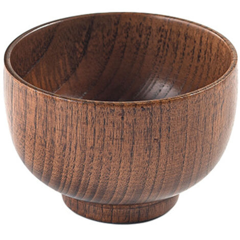 Sour Jujube Wood Old Lacquer Household Bowl Japanese Style Wood Soup Rice Bowl Wooden Tableware for Kids Children Adults Small 9.5x6.5cm (1/5)