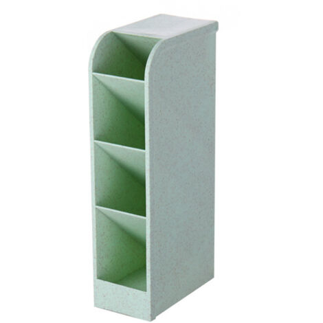 Inclined Pen Holder 4 Grid Multifunction Plastic Desk Stationery Holder Storage Box for Office Green (1/5)