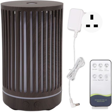 Aroma Humidifier Silent Wood Grain Remote Control Essential Oil Diffuser Humidifier with Ambient Light 200ml 100‑240V UK Plug (1/5)