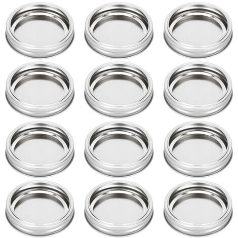 12Pcs Stainless Steel Split Type Glass Jar Lids Round Leakproof Sealing Covers Kitchen Supply(XH00180 Silver ) (1/5)