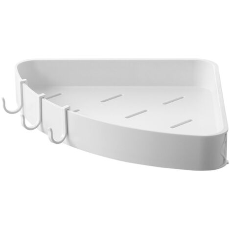 Wall Mounted Bathroom Shelf Multipurpose Modern Minimalism Style Punch Free Floating Shelf for Bathroom White Sector (1/5)