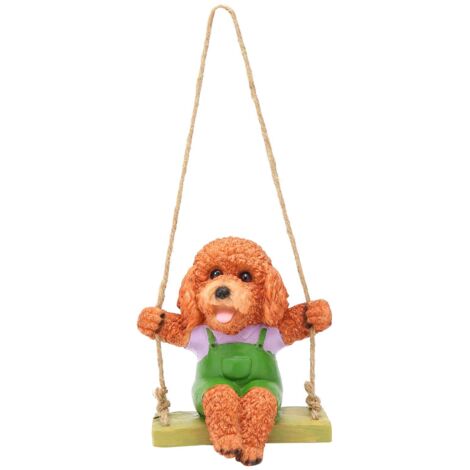 Swing Animal Hanging Teddy Dog Cartoon Garden Decoration Pendant Style Resin Statue CraftsBrown (1/5)