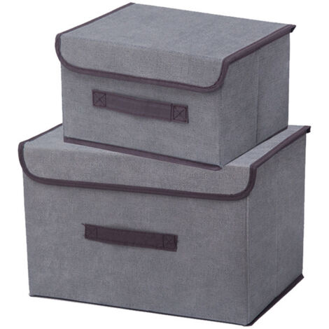 Folding Fabric Storage Boxes Gray Foldable Storage Bin Collapsible Clothes Organizer with Lid Storage Box (1/5)