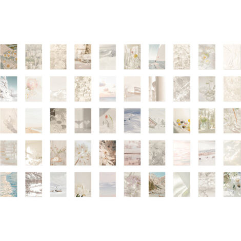 50 Sheet Scrapbooks Stickers Aesthetic Stickers Natural Scenery Stickers for Planner Journal Scrapbook Decoration White (1/5)