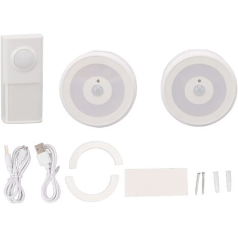 Waterproof Wireless Doorbell with 58 Pieces of Music Human Body Induction Light USB Powered Smart Doorbell for Home White (1/5)